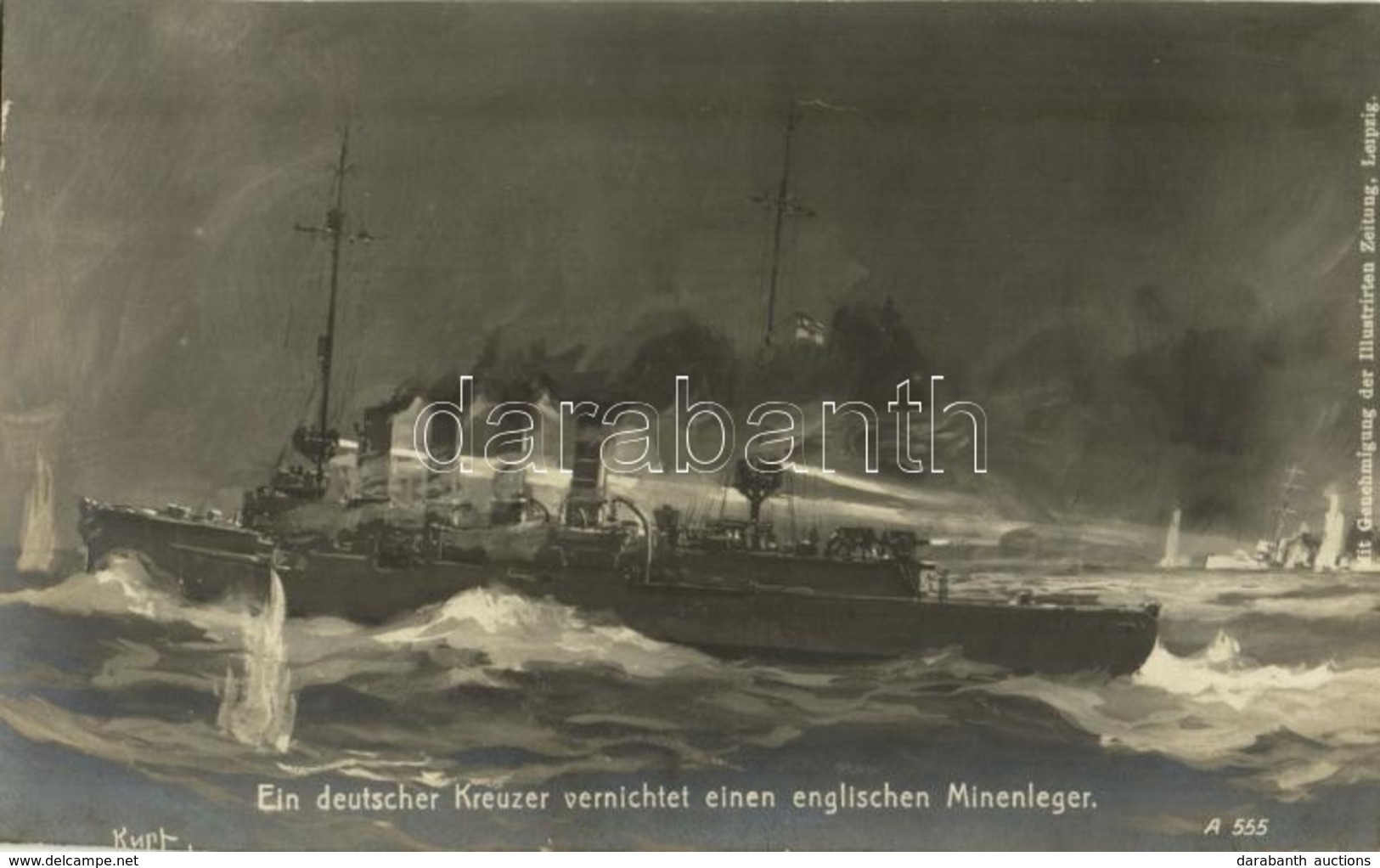 ** T2 Ein Deutscher Kreuzer Vernichtet Einen Englischen Minenleger / WWI German Imperial Navy (Kaiserliche Marine) Cruis - Sin Clasificación