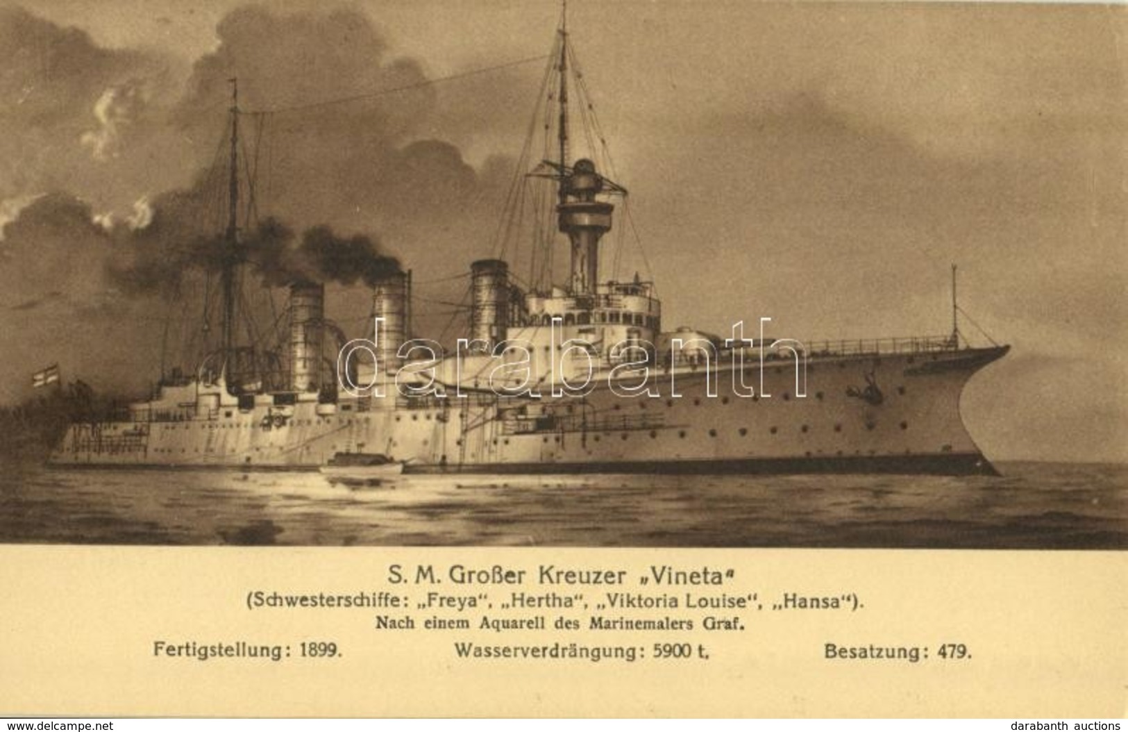 ** T2 SM Großer Kreuzer 'Vineta' / WWI German Imperial Navy (Kaiserliche Marine) SMS Vineta Protected Cruiser Of The Vic - Sin Clasificación