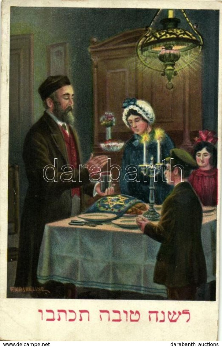 * T2/T3 Jewish New Year Greeting Art Postcard With Hebrew Text. L&P 6697/IV. S: F. Kaskeline  (EK) - Sin Clasificación