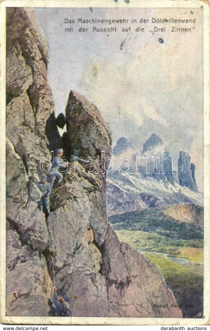 T3 1916 Das Maschinengewehr In Der Dolomitenwand Mit Der Aussicht Auf Die 'Drei Zinnen'. Kriegshilfsbüro Nr. 211. / WWI  - Sin Clasificación