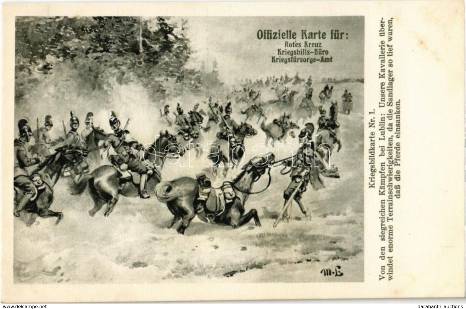 ** T2/T3 Kriegsbildkarte Nr. 1. Von Den Siegreichen Kämpfen Bei Lublin: Unsere Kavallerie überwindet Enorme Terrainschwi - Sin Clasificación