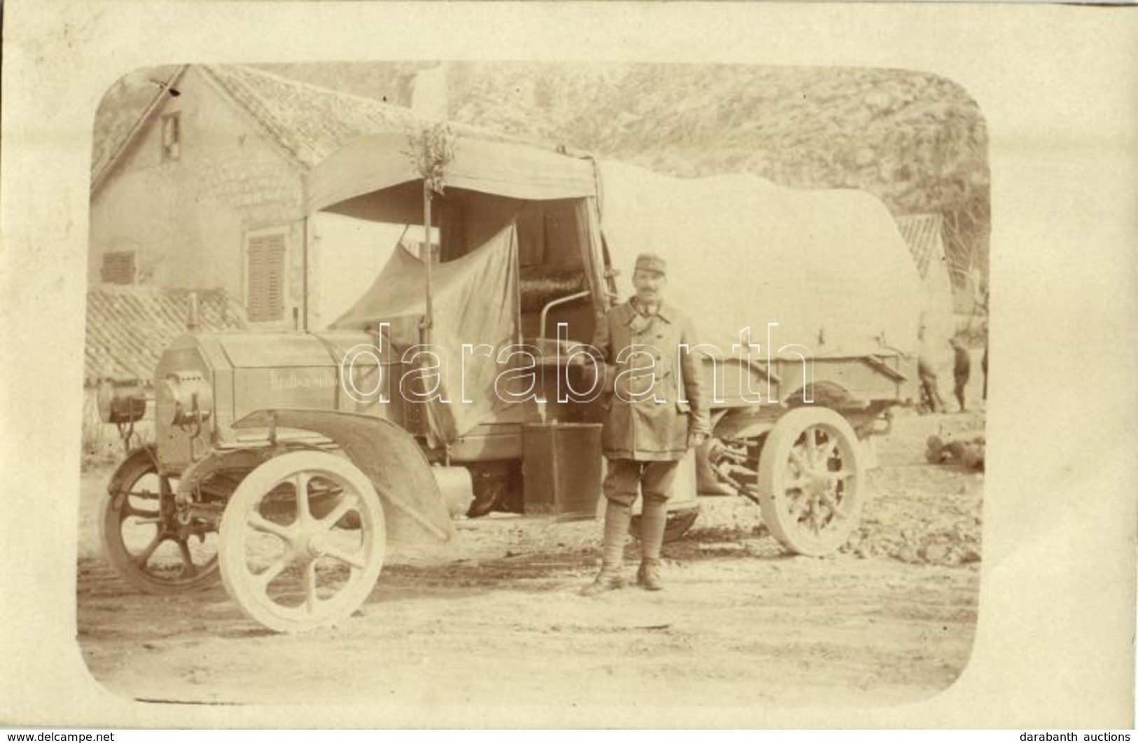 ** T2 K.u.K. Kraftwagenkolonne No. 35. / WWI Austro-Hungarian K.u.K. Military, Soldier With Automobile. Photo - Sin Clasificación