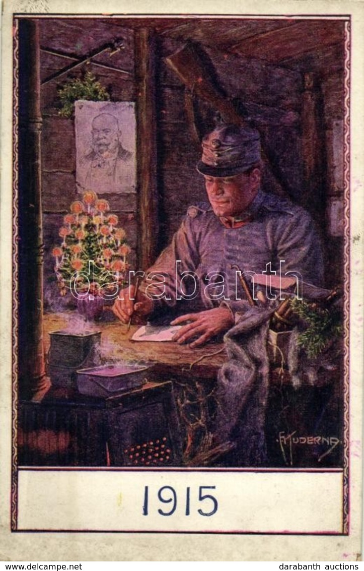 T2/T3 Osztrák-magyar Katona 1915 Karácsonyán / WWI Austro-Hungarian Military, Soldier Writing Letters On Christmas Eve O - Sin Clasificación