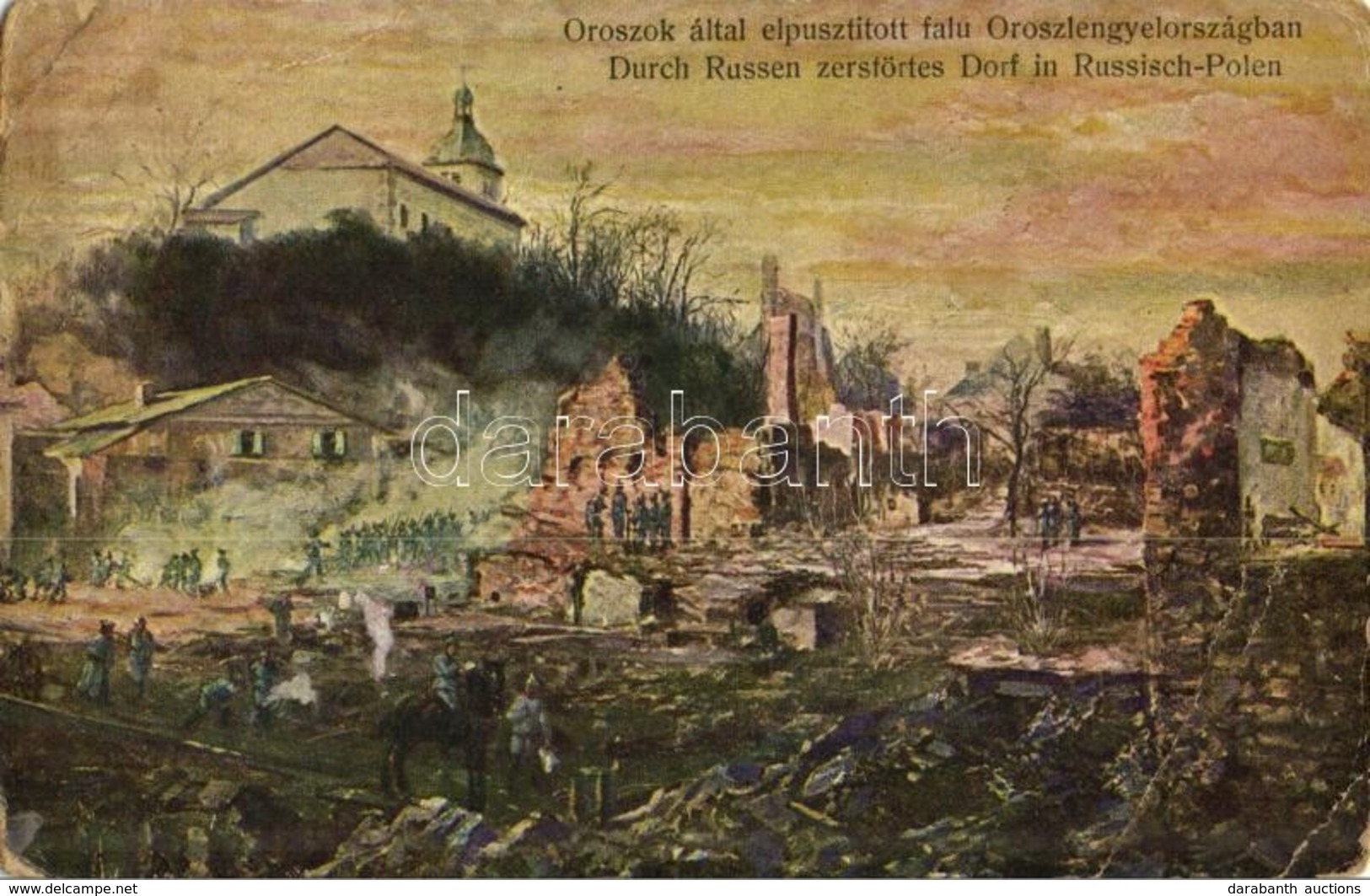 T3/T4 1917 Oroszok által Elpusztított Falu Oroszlengyelországban / Durch Russen Zerstörtes Dorf In Russisch-Polen / WWI  - Sin Clasificación