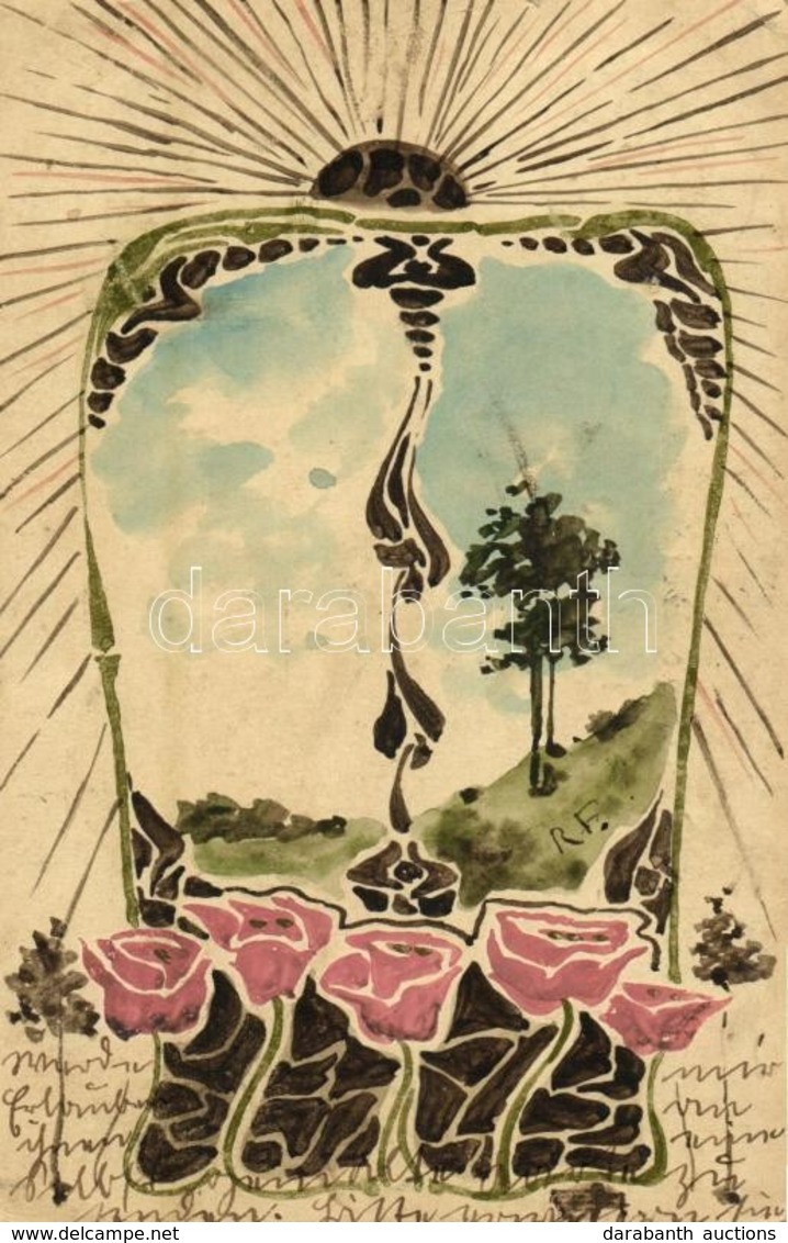 T2/T3 1901 Hand-painted Art Nouveau Postcard  (EK) - Sin Clasificación