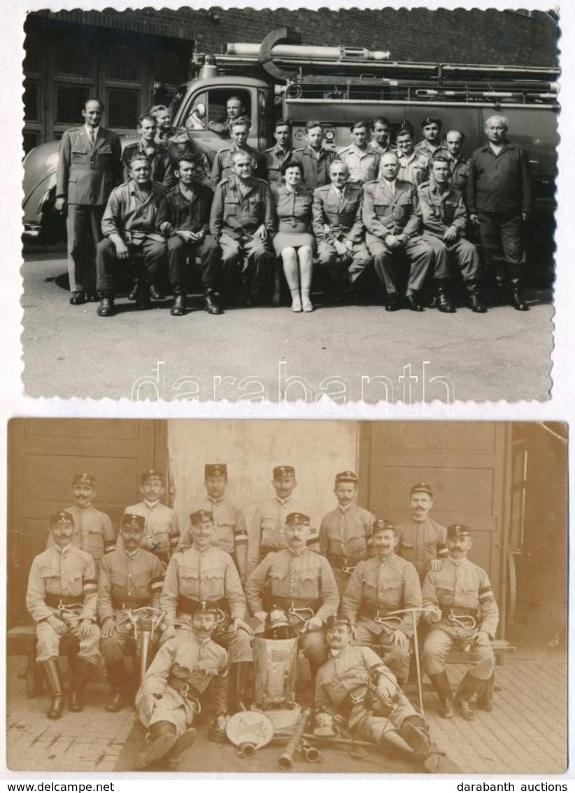 ** * 2 Db Csoportkép Tűzoltókról: Egy 1910-es évekből és Egy 1979-ből / 2 Group Photos Of Firefighters: One From The 191 - Unclassified