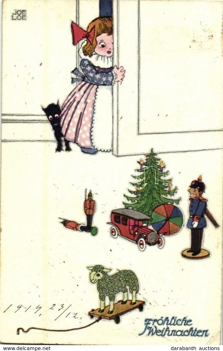 T2/T3 1914 Fröhliche Weihnachten / Christmas Greeting Art Postcard, Girl With Toys S: Joe Loe (EK) - Sin Clasificación