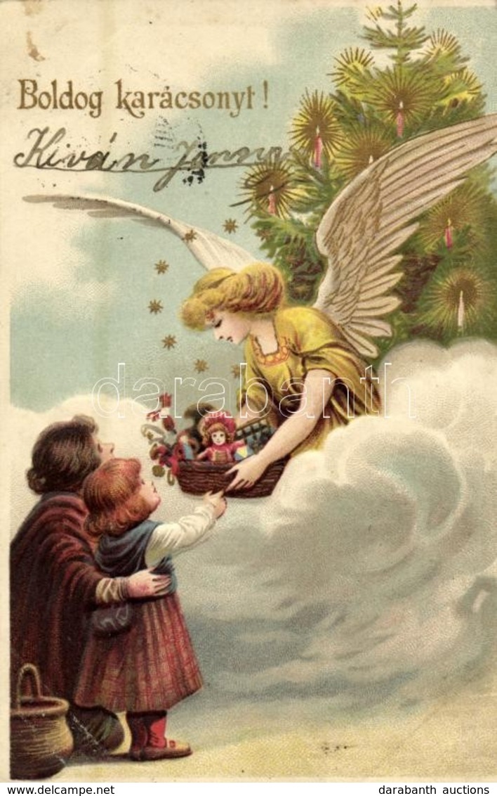 T2/T3 1902 Boldog Karácsonyt! / Christmas Greeting Card, Angel With Gifts. Emb. Litho (EK) - Sin Clasificación