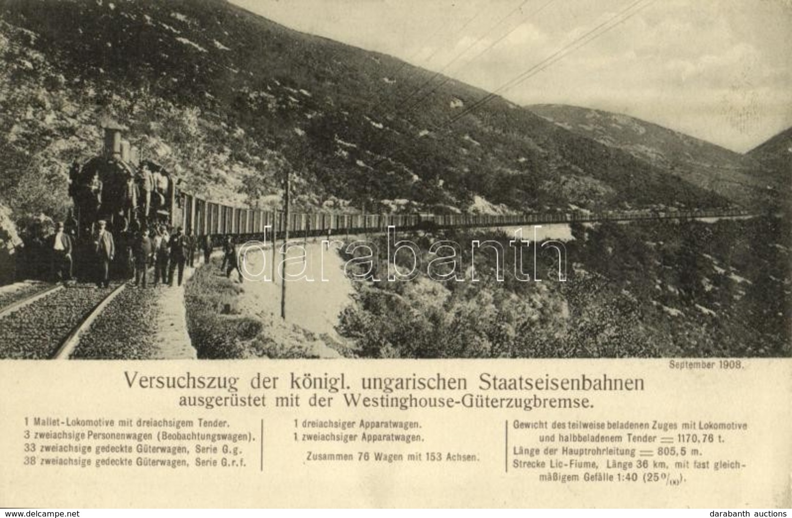 ** T2 1908 Versuchszug Der Königl. Ungarischen Staatseisenbahnen Ausgerüstet Mit Der Westinghouse-Güterzugbremse / Test  - Sin Clasificación