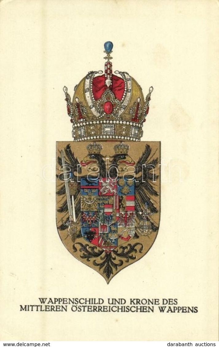 ** T2/T3 Wappenschild Und Krone Des Mittleren Österreichischen Wappens / Austria-Hungary Coat Of Arms And Crown. Offizie - Sin Clasificación