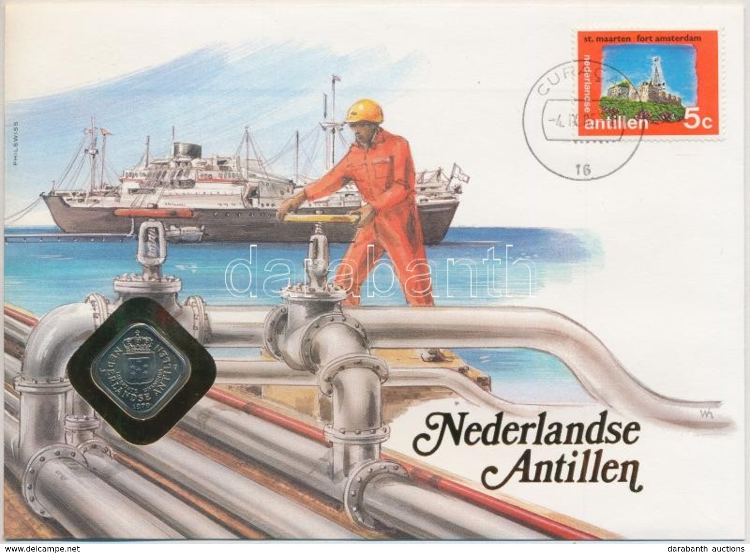 Holland-Antillák 1979. 5c, Felbélyegzett Borítékban, Bélyegzéssel, Német Nyelvű Leírással T:1
Netherlands Antilles 1979. - Sin Clasificación