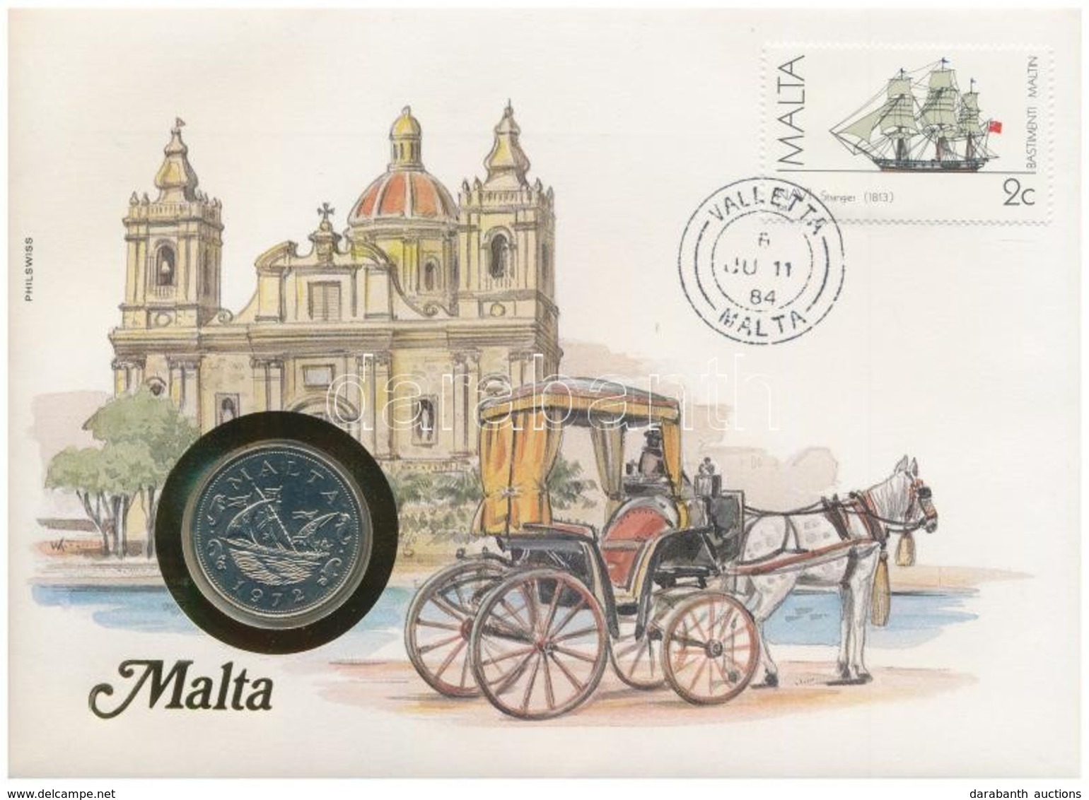 Málta 1972. 10c, Felbélyegzett Borítékban, Bélyegzéssel, Német Nyelvű Leírással T:1 
Malta 1972. 10 Cents In Envelope Wi - Sin Clasificación