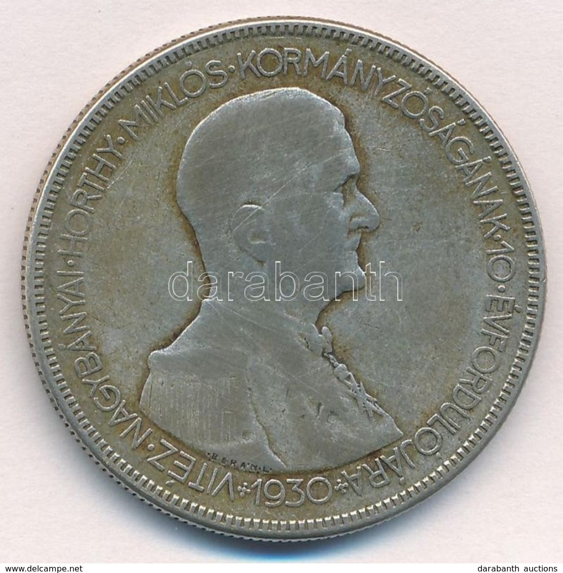 1930. 5P Ag 'Horthy Jobbra' T:3 Adamo P8 - Sin Clasificación