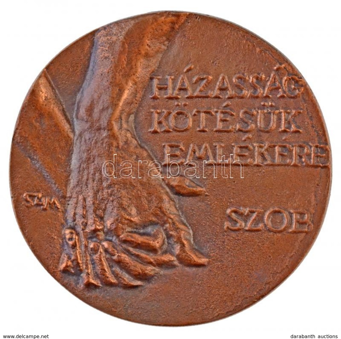 Szabó Imre (1947- ) DN 'Házasságkötésük Emlékére - Szob' Egyoldalas öntött Br Emlékérem (79mm) T:1- - Sin Clasificación