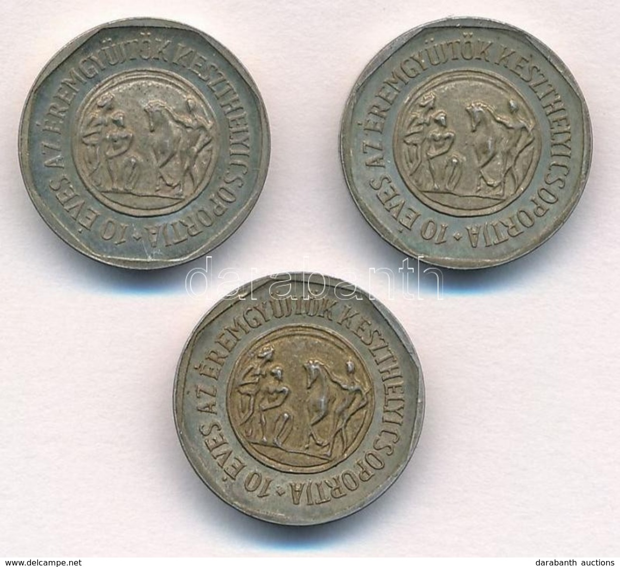 1979. '10 éves Az Éremgyűjtők Keszthelyi Csoportja' (3x) Ag  (4,09g/0.800/15mm) Emlékérem T:1 (eredetileg PP) Patina 
Ad - Sin Clasificación