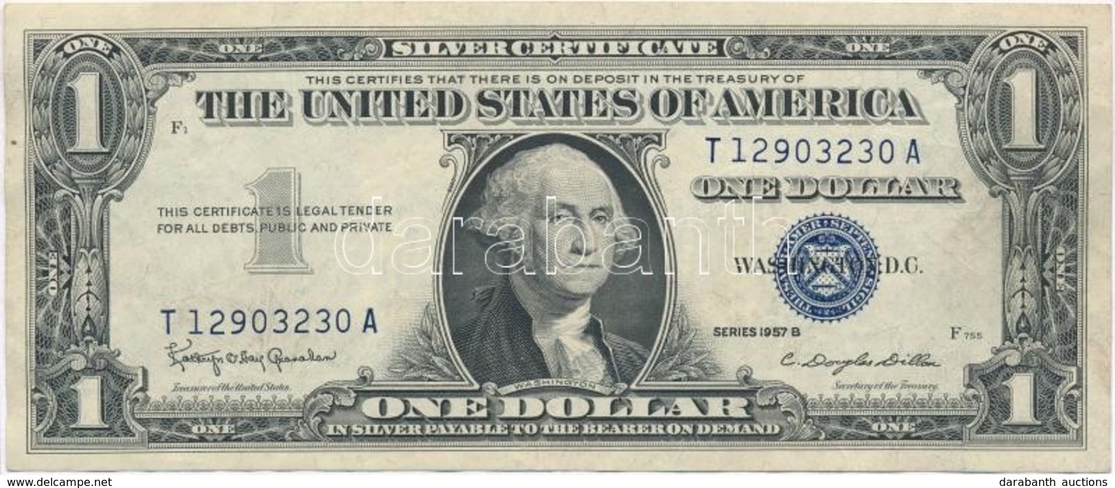 Amerikai Egyesült Államok 1963-1965. (1957B) 1$ 'Silver Certificate - Kisméretű', Kék Pecsét, 'Kathryn O'Hay Granahan -  - Sin Clasificación