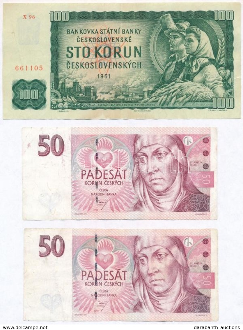 Csehszlovákia 1961. 100K + 1970. 20K + Csehország 1997. 50K (2x) + Szlovákia 2006. 20K T:II,III
Czechoslovakia 1961. 100 - Sin Clasificación