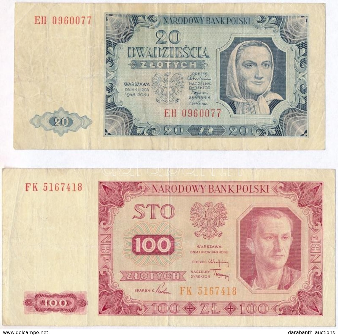 Lengyelország 1948. 20Zl + 100Zl T:III
Poland 1948. 20 Zlotych + 100 Zlotych C:F - Sin Clasificación