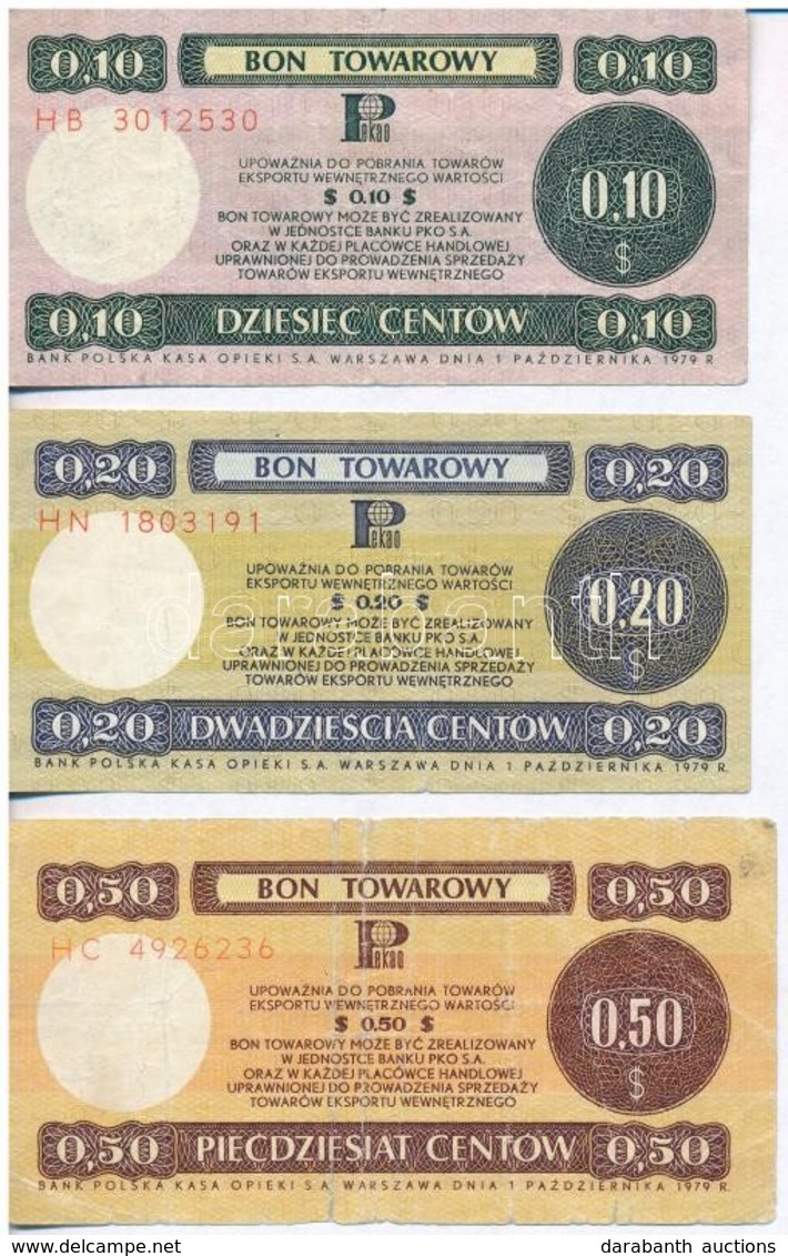 Lengyelország 1979. 0,10c 'Bon Towarowy' + 0,20c 'Bon Towarowy' + 0,50c 'Bon Towarowy' T:III,III-
Poland 1979. 0,10 Cent - Sin Clasificación