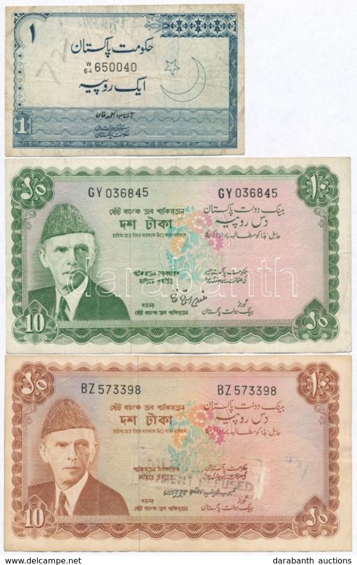 Pakisztán 1970-~1980. 1R-10R (3xklf) T:III,III-
Pakistan 1970-~1980. 1 Rupee - 10 Rupees (3xdiff) C:F,VG - Unclassified