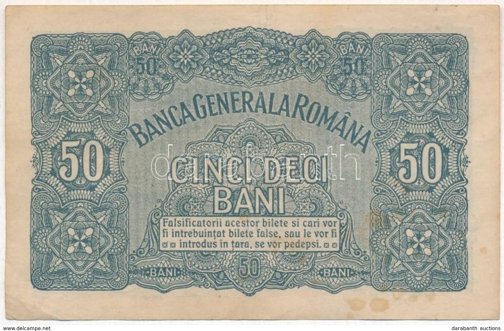 Románia / Német Megszállás 1917. 50b T:III
Romania / German Occupation 1917. 50 Bani C:F - Sin Clasificación