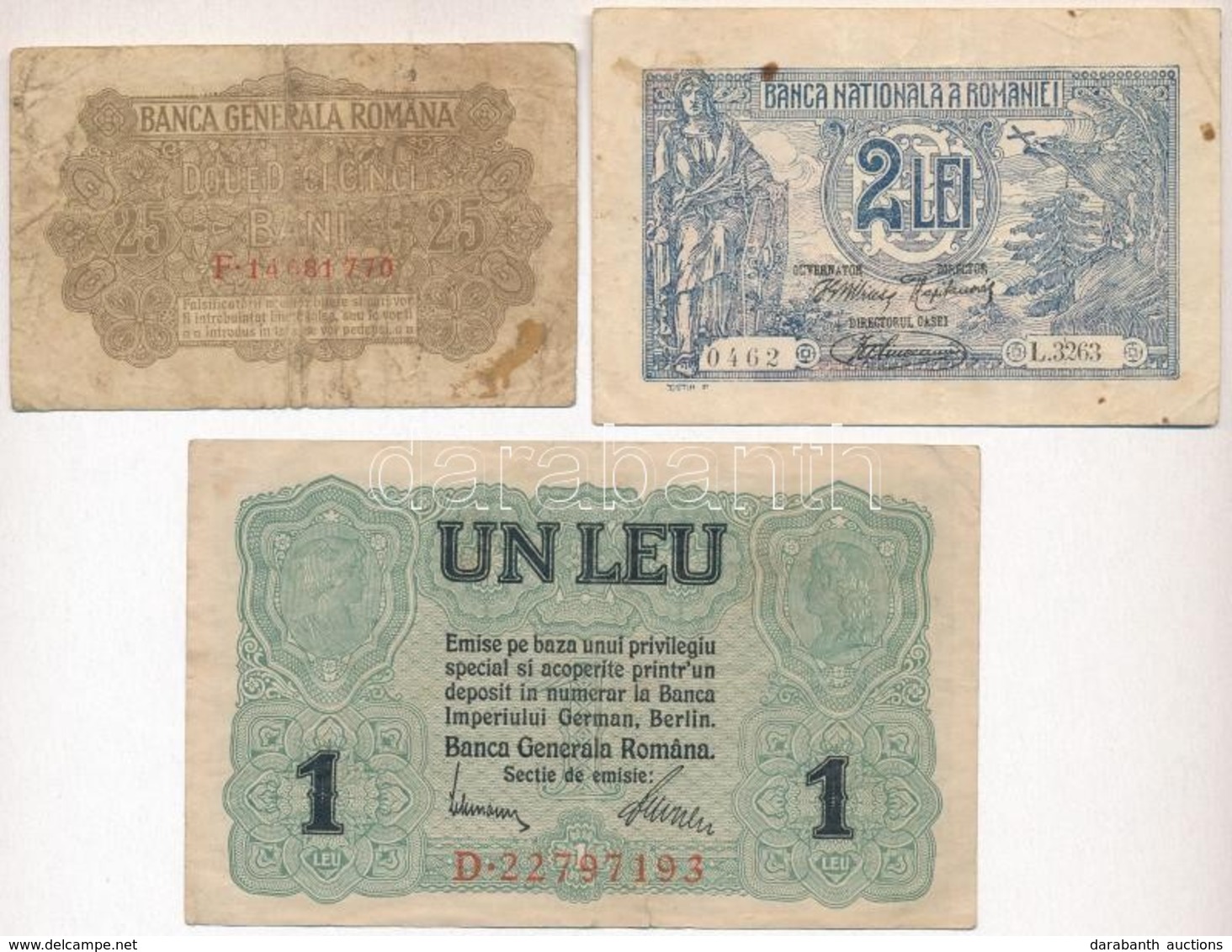 Románia 1920. 2L + Német Megszállás 1917. 25b + 1L T:III,III-
Romania 1920. 2 Lei + German Occupation 1917. 25 Bani + 1  - Unclassified