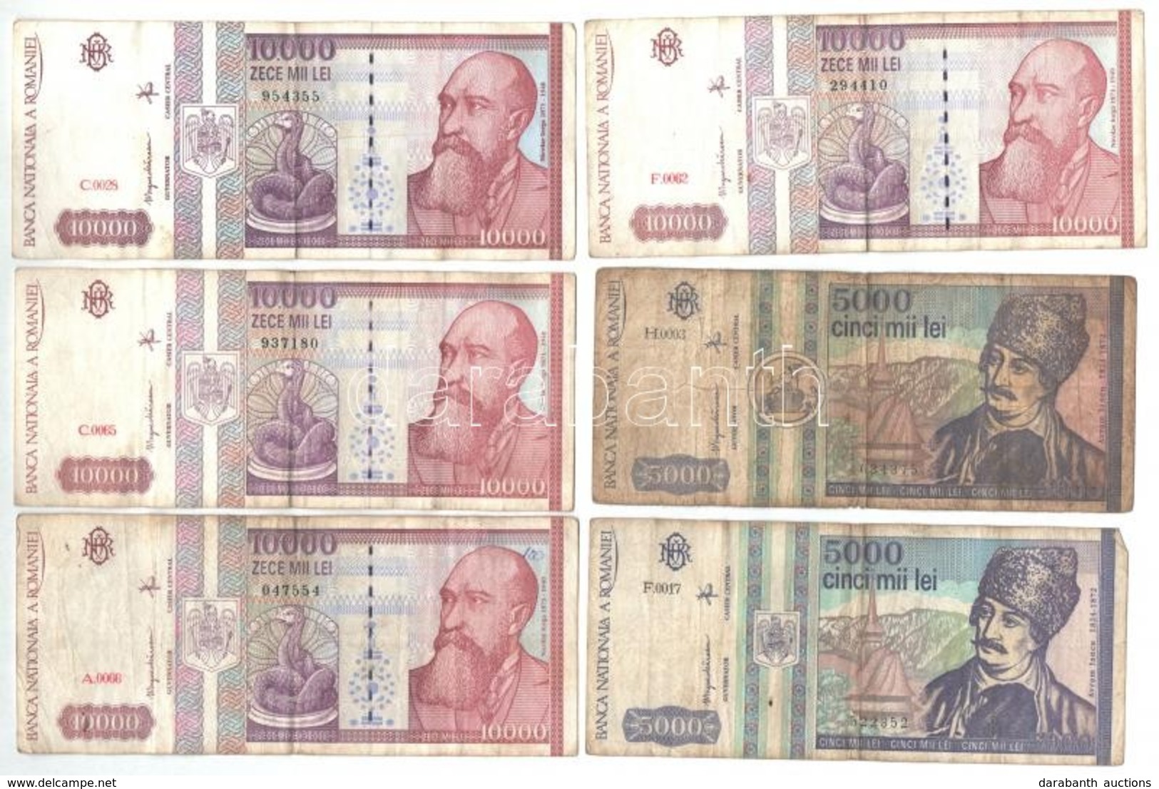 Románia 1992-1994. 6db-os Bankjegy Tétel T:III
Romania 1992-1994. 6pcs Of Banknotes C:F - Sin Clasificación
