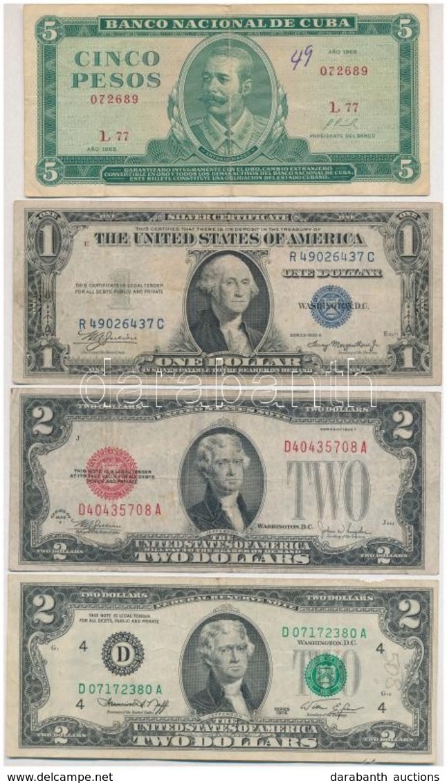 7db-os Vegyes Külföldi Bankjegy Tétel, Közte Amerikai Egyesült Államok 1946-1949. (1928F) 2$ Piros Pecséttel 'William Al - Sin Clasificación