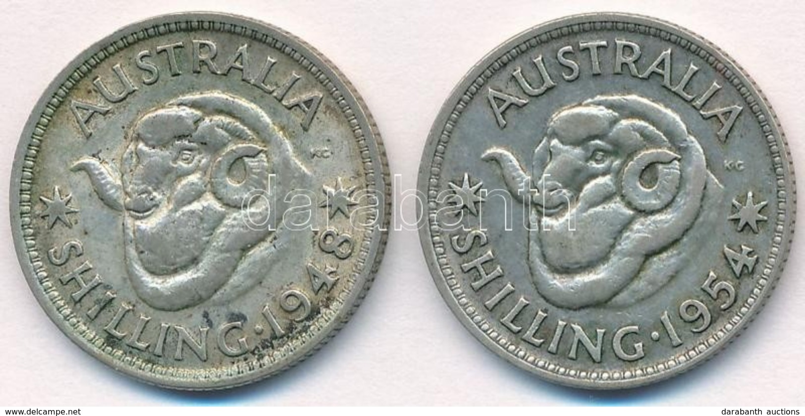 Ausztrália 1948-1954. 1Sh Ag (2xklf) T:2,2- 
Australia 1948-1954. 1 Shilling Ag (2xdiff) C:XF,VF - Sin Clasificación