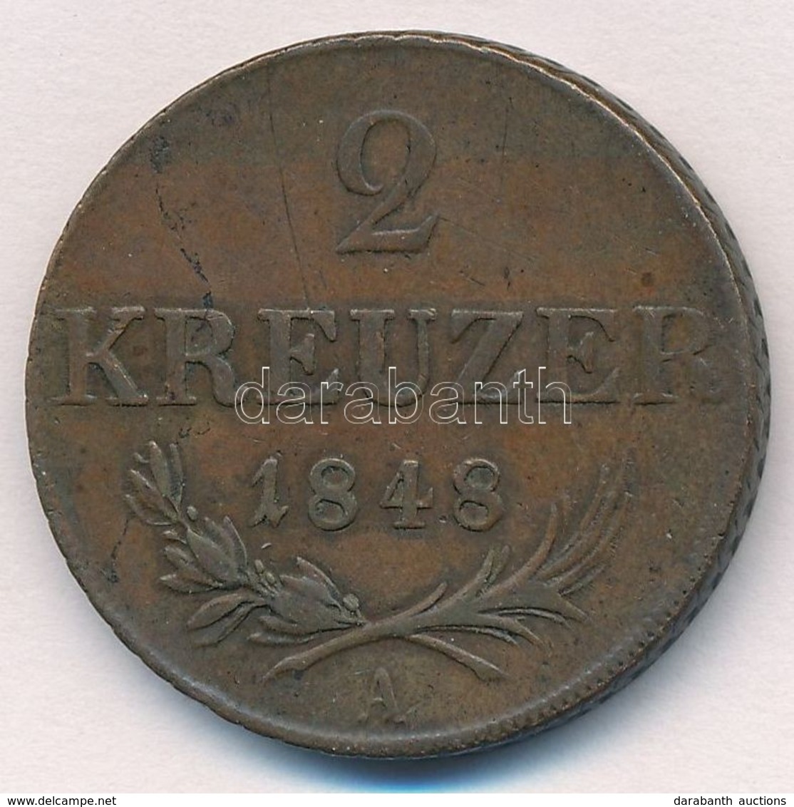 Ausztria 1848A 2kr Cu T:2 
Austria 1848A 2 Kreuzer Cu C:XF 
Krause KM#2188 - Sin Clasificación