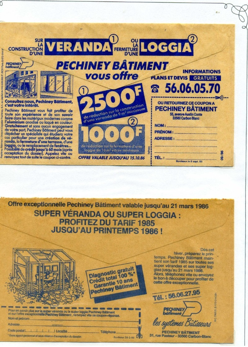 PUBLICITES / Env de la Poste, années 1920 & 1980, Bel ensemble à poursuivre TTB  :