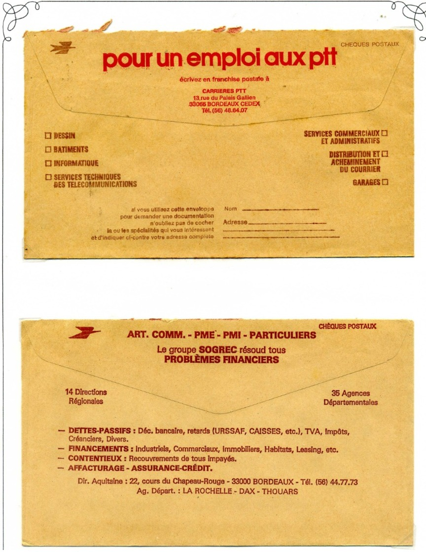 PUBLICITES / Env de la Poste, années 1920 & 1980, Bel ensemble à poursuivre TTB  :