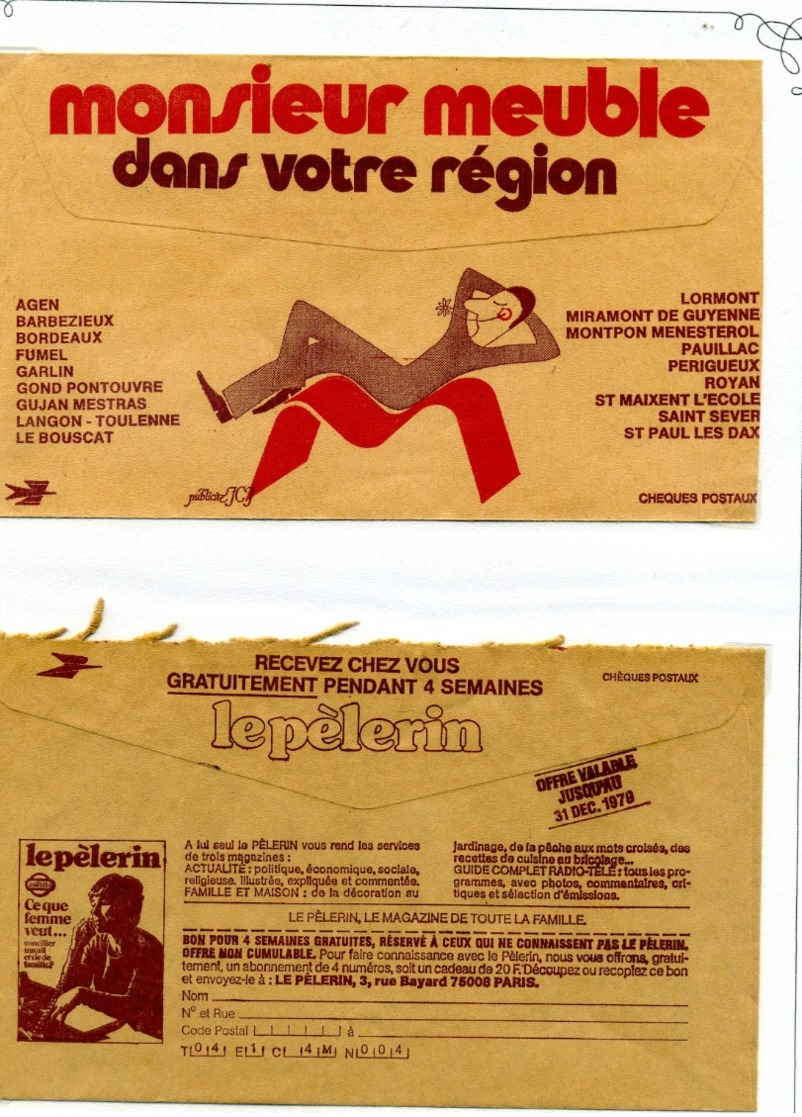 PUBLICITES / Env de la Poste, années 1920 & 1980, Bel ensemble à poursuivre TTB  :