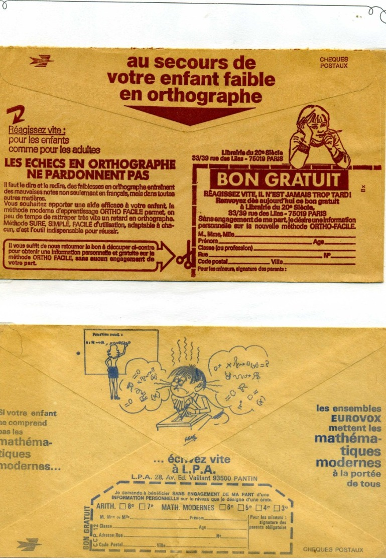 PUBLICITES / Env de la Poste, années 1920 & 1980, Bel ensemble à poursuivre TTB  :