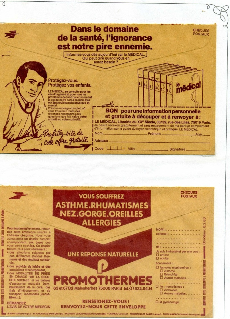 PUBLICITES / Env de la Poste, années 1920 & 1980, Bel ensemble à poursuivre TTB  :