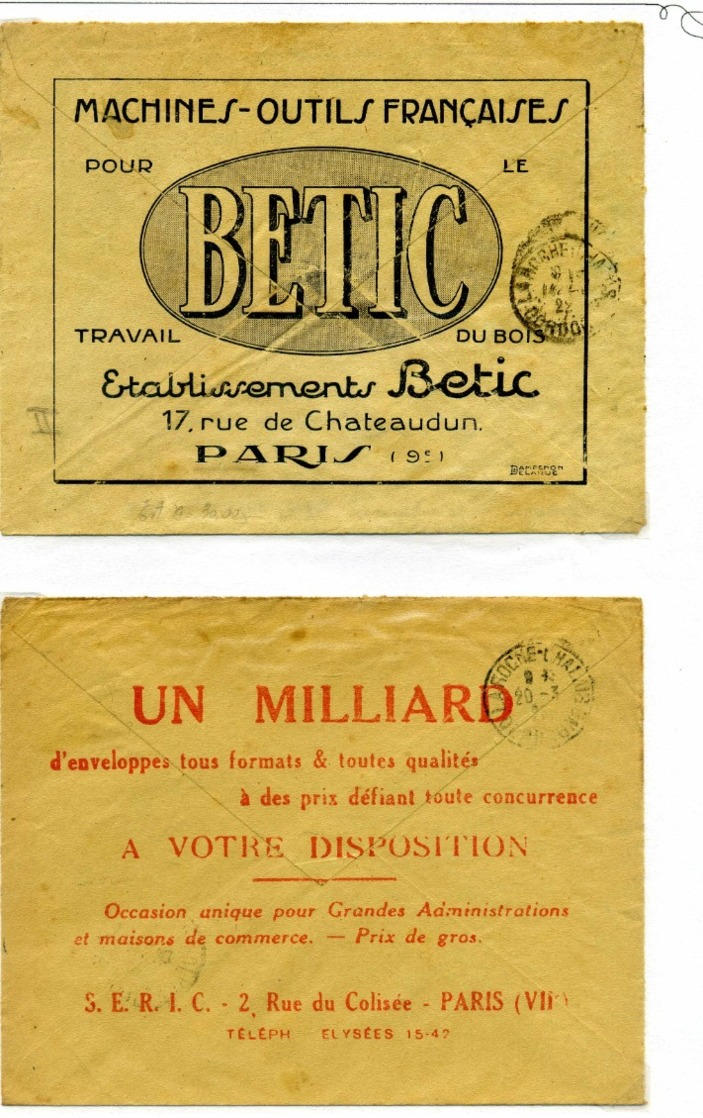 PUBLICITES / Env de la Poste, années 1920 & 1980, Bel ensemble à poursuivre TTB  :