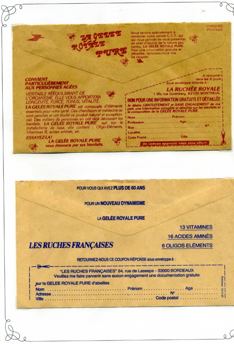 PUBLICITES / Env de la Poste, années 1920 & 1980, Bel ensemble à poursuivre TTB  :