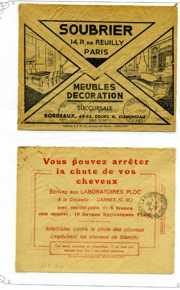 PUBLICITES / Env de la Poste, années 1920 & 1980, Bel ensemble à poursuivre TTB  :