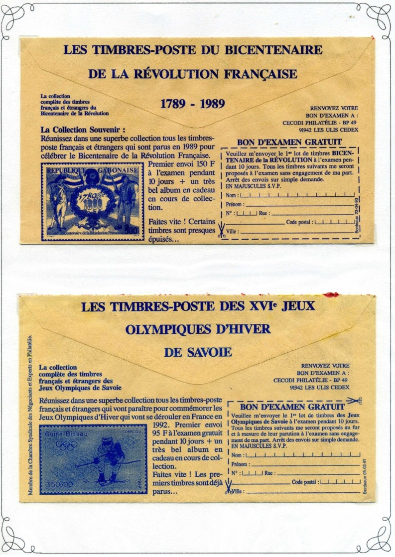 PUBLICITES / Env de la Poste, années 1920 & 1980, Bel ensemble à poursuivre TTB  :