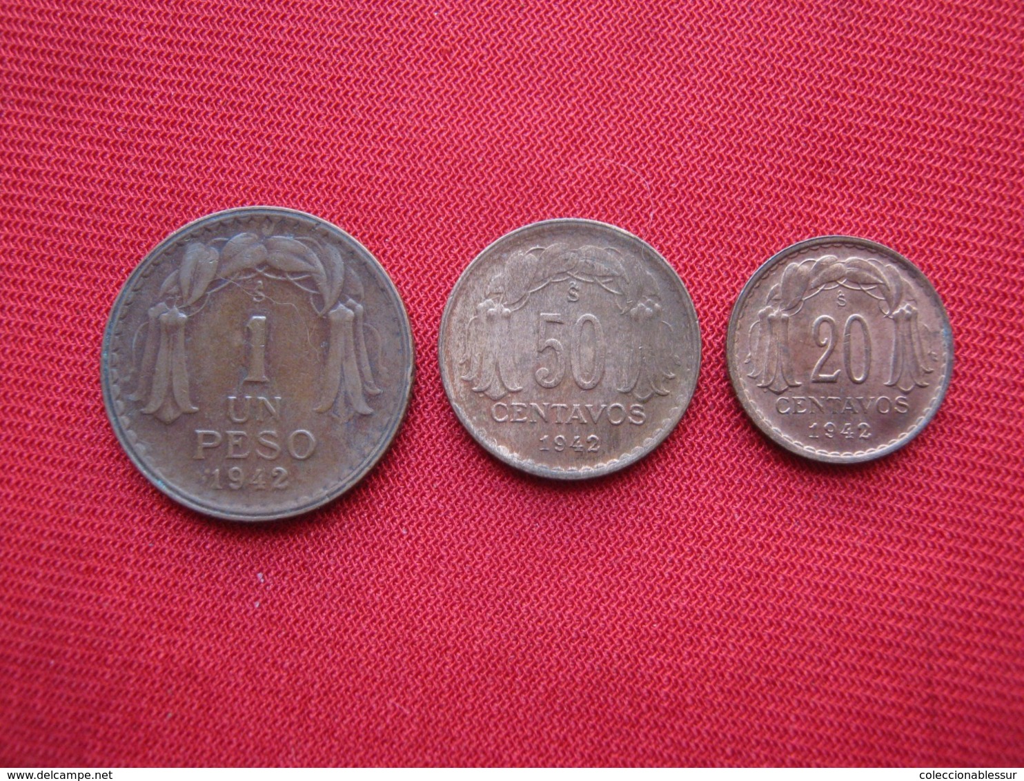 Chile Lot 03  Coins  Set 1942 20,50 And 1 Peso Km 177-178-179 - Chili