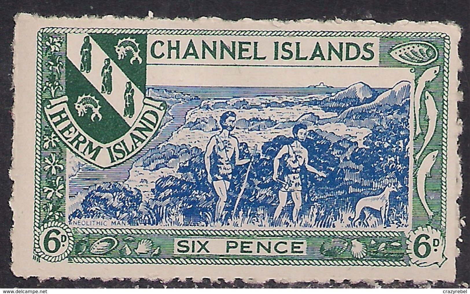 GB 1957 Guernsey Channel Islands 6d MM Herm Island Local Issue Stamp ( D690 ) - Guernesey