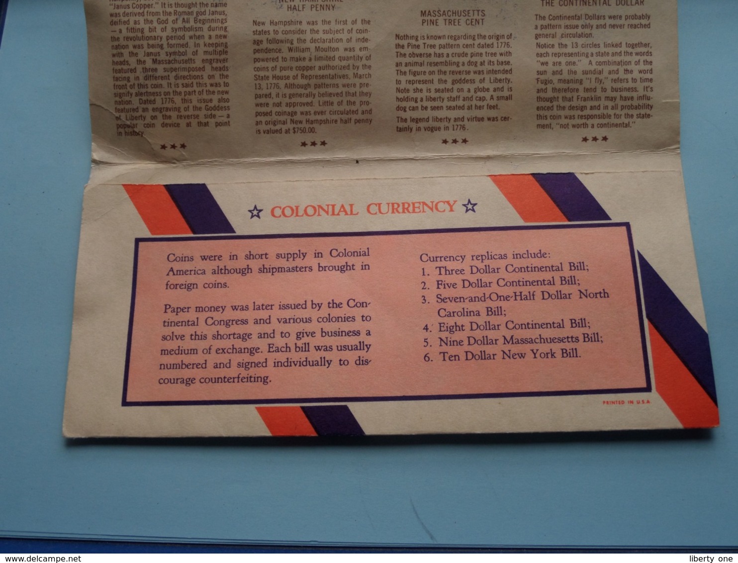 4 ( Four ) Replicas Of COLONIAL Money ( 5$ - 8$ - 7 $ - 10$ ) By POLLAK'S 1975 ( See Photos For Detail ) Perkament ! - Valuta Coloniale (XVIII Secolo)