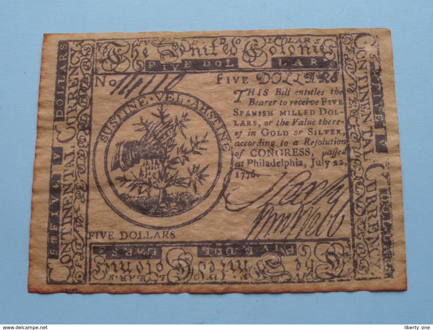 4 ( Four ) Replicas Of COLONIAL Money ( 5$ - 8$ - 7 $ - 10$ ) By POLLAK'S 1975 ( See Photos For Detail ) Perkament ! - Colonial Currency (18th Century)