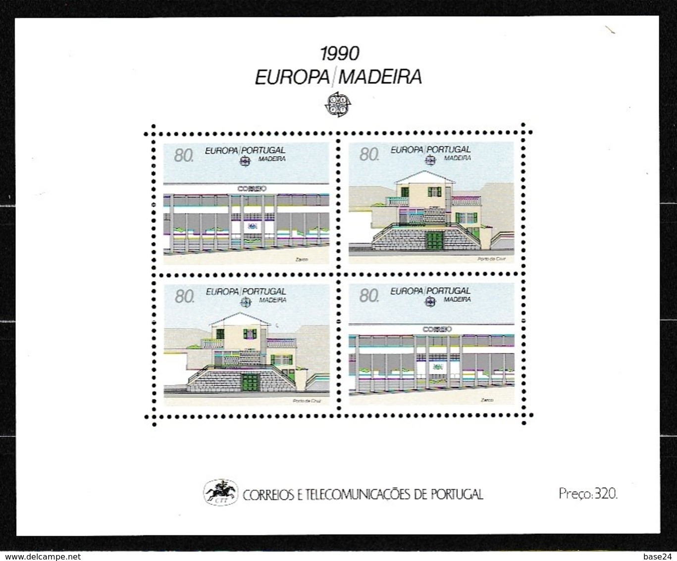 1990 Madeira Portogallo Portugal EUROPA CEPT EUROPE Foglietto Edifici Postali MNH** Souv. Sheet - 1990