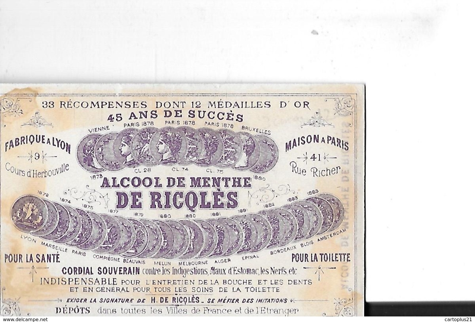 CHROMO  FEMME RUSSE  TENANT CARTE LETTRE   AU FOND MONUMENTS  ALCOOL DE MENTHE RICQLES - Altri & Non Classificati