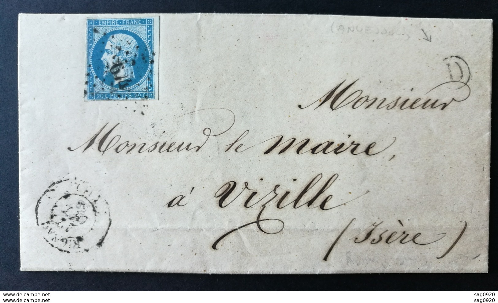 Aveyron. Lettre (De Lanuéjouls) Avec Cachet De Rignac.Boite Rurale.Pour Vizille Isère - 1849-1876: Periodo Clásico