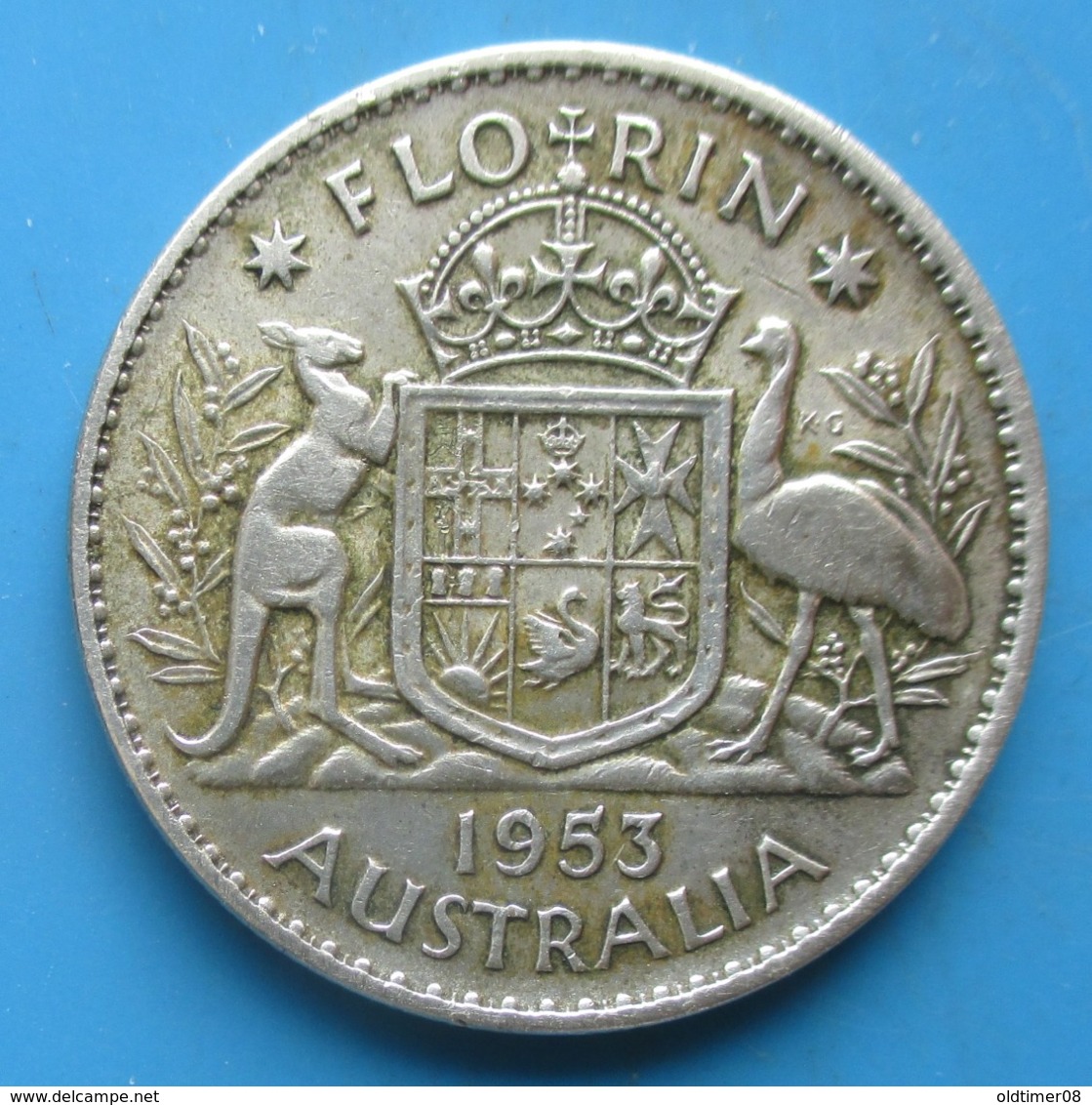 Australie, 1 Florin 1953 Elizabeth II 1ère Effigie, Sans "·F:D:", TTB - Florin