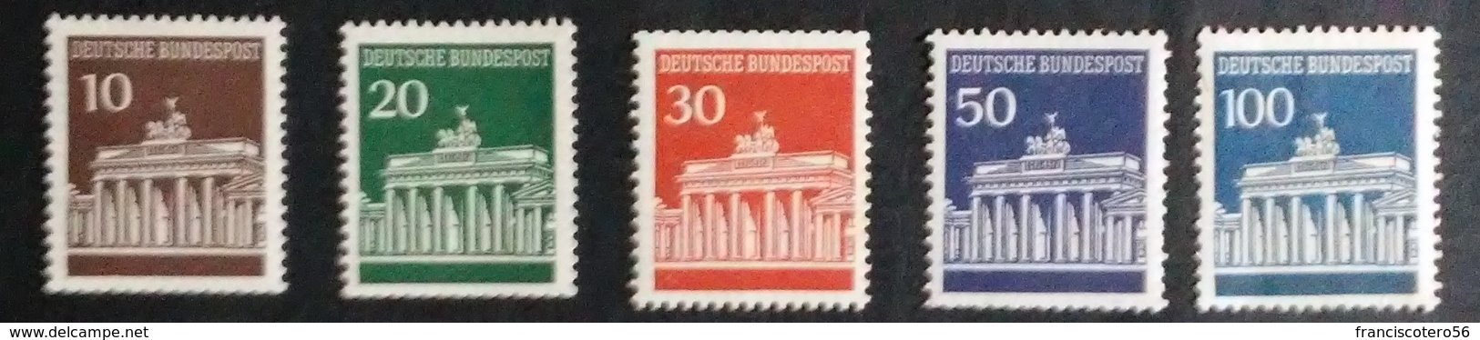 RF. Alemania: Año. 1966 -1968 Serie, CPTA. 5/Val. (Puerta De Brandemburgo, Berlín). Scott, Números. **952/956 - Nuevos. - Ungebraucht