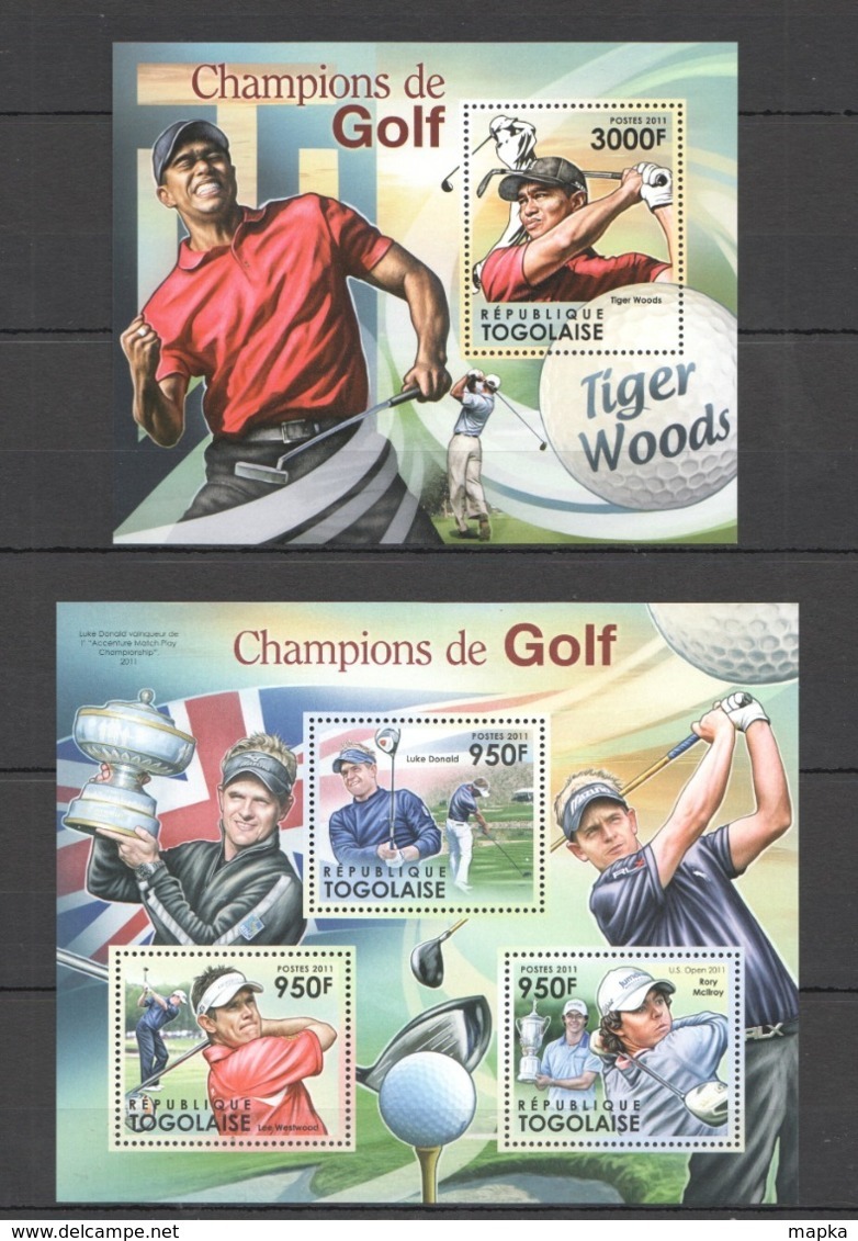 TG1028 2011 TOGO TOGOLAISE SPORT CHAMPIONS OF GOLF WOODS MCLLROY 1KB+1BL MNH - Golf