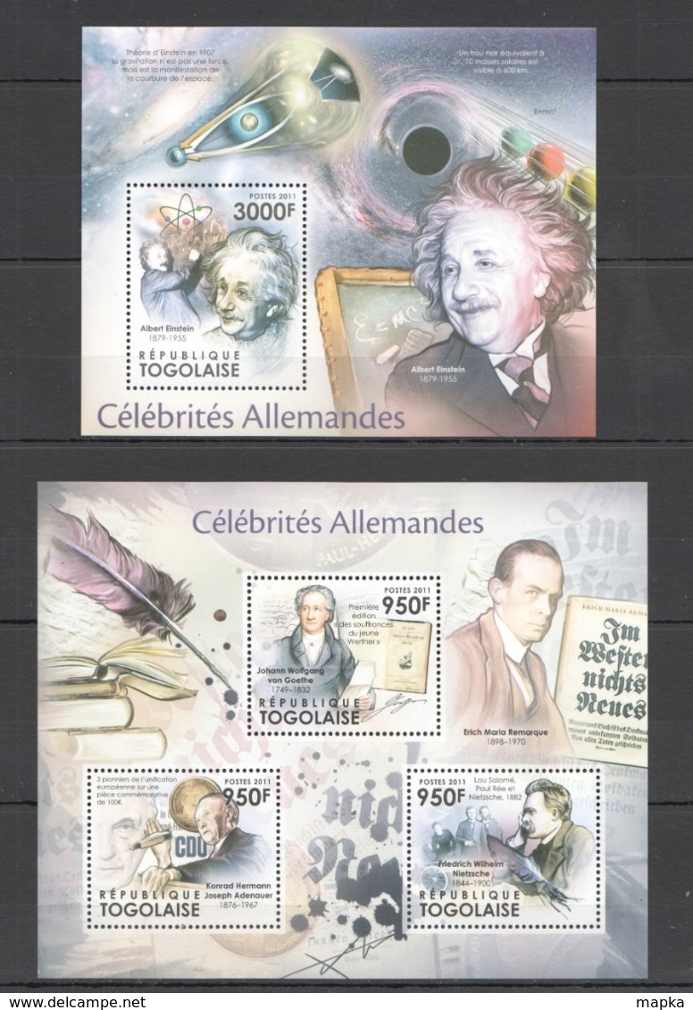 TG1030 2011 TOGO TOGOLAISE FAMOUS PEOPLE GERMAN SCIENTISTS WRITERS KB+BL MNH - Other & Unclassified